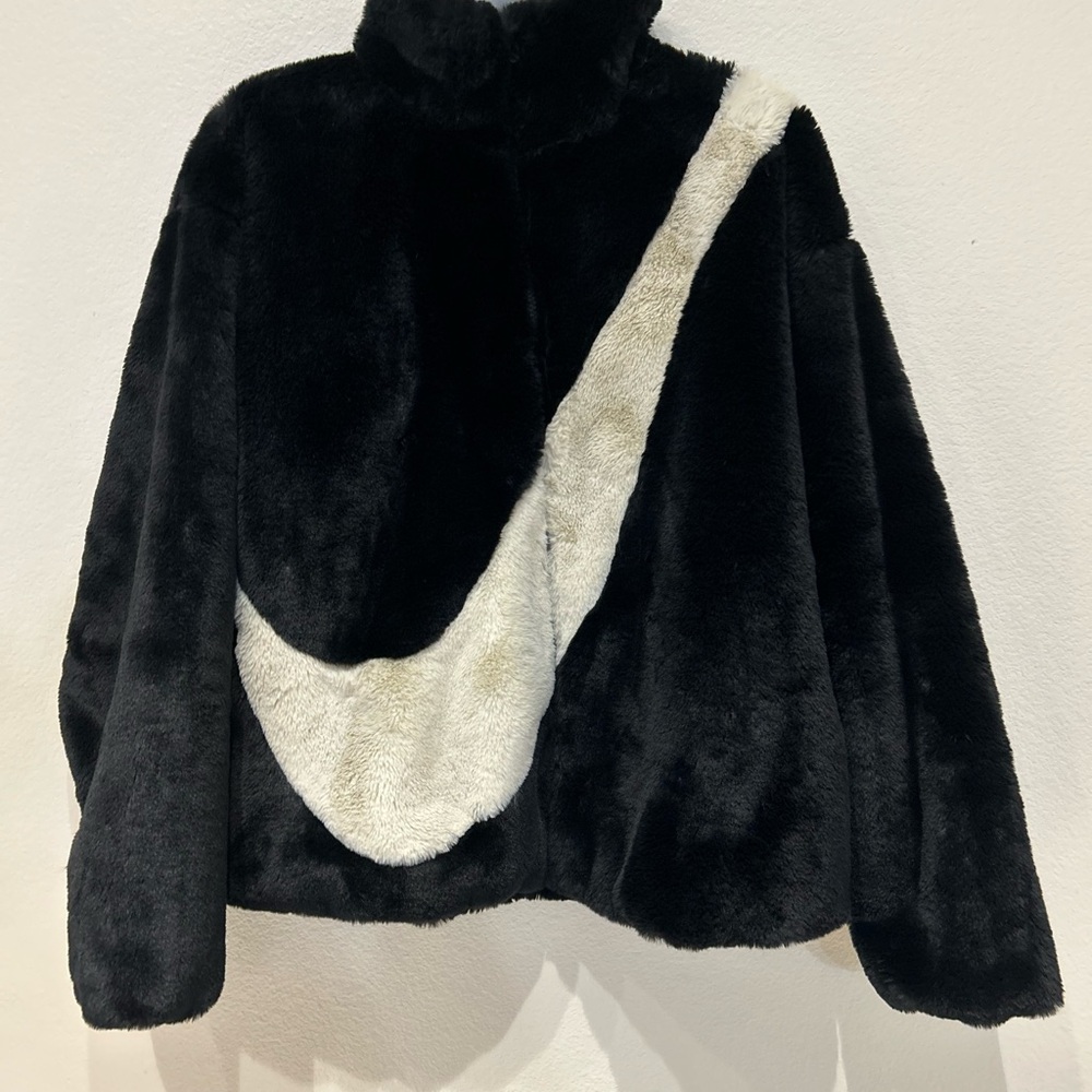 Nike Black and Cream Teddy Jacket